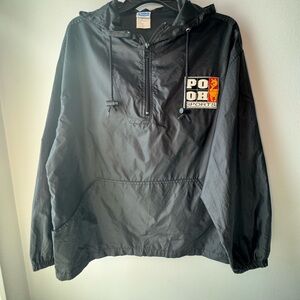 Vintage Disney Winnie the Pooh hooded quarter-zip windbreaker Black Adult M